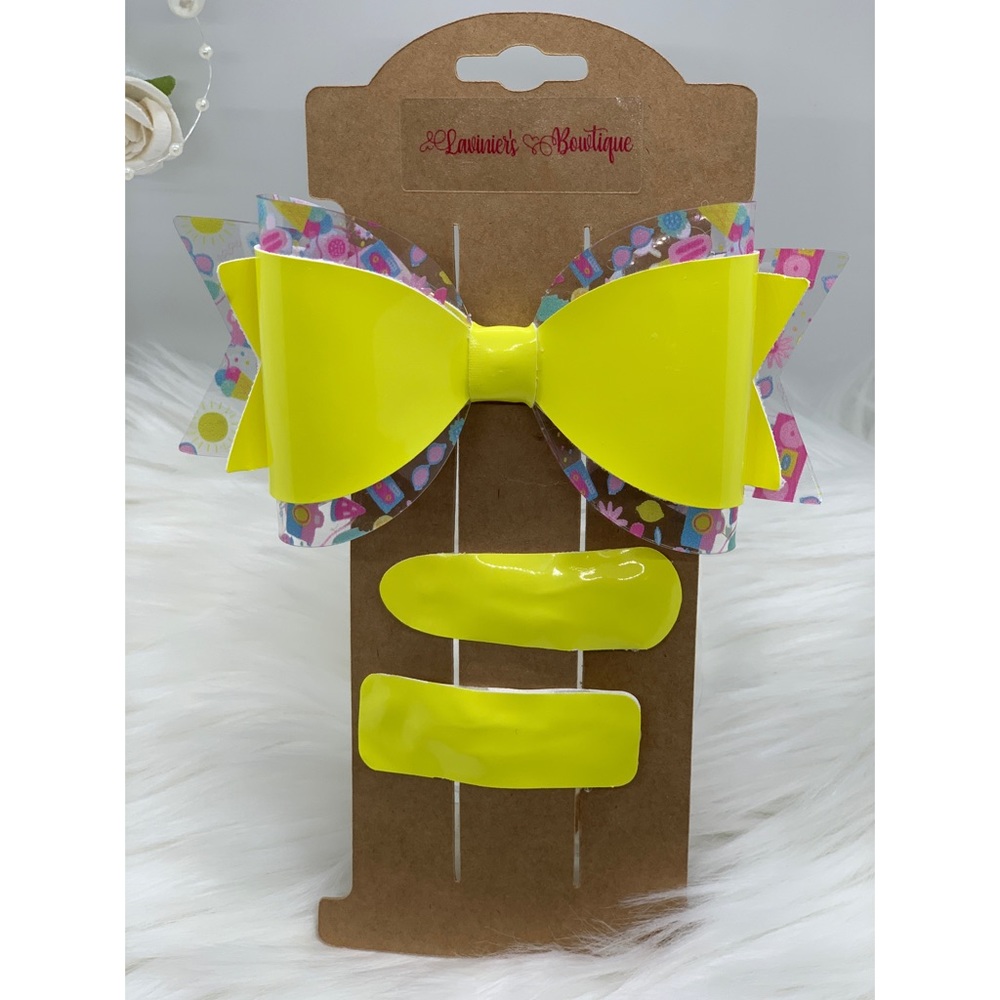 Beach party transparent jelly & yellow fauxleather